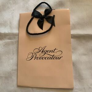 NEW Agent Provocateur Paper Blush Bag with Black Ribbon, size 10.5”x 7.5” x 3”